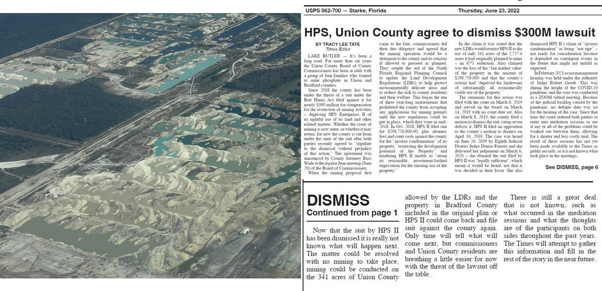 Union County Times, Nutrien Phosphate Mine