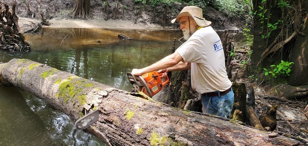 John S. Quarterman sawing second jam --Jesse Cole, 12:07:12, 30.8454424, -83.3471787