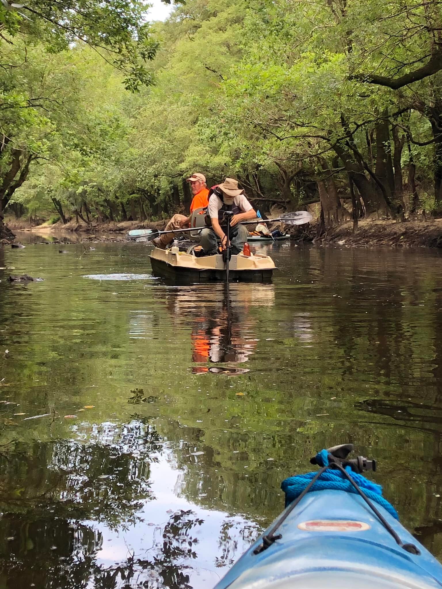 Jesse Cole and John S. Quarterman in WWALS boat w. trolling motor --Russell Allen McBride