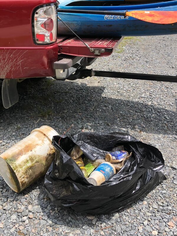 [Most of this trash was left in several spots by fishermen fishing from the bank. --Russell Allen McBride]