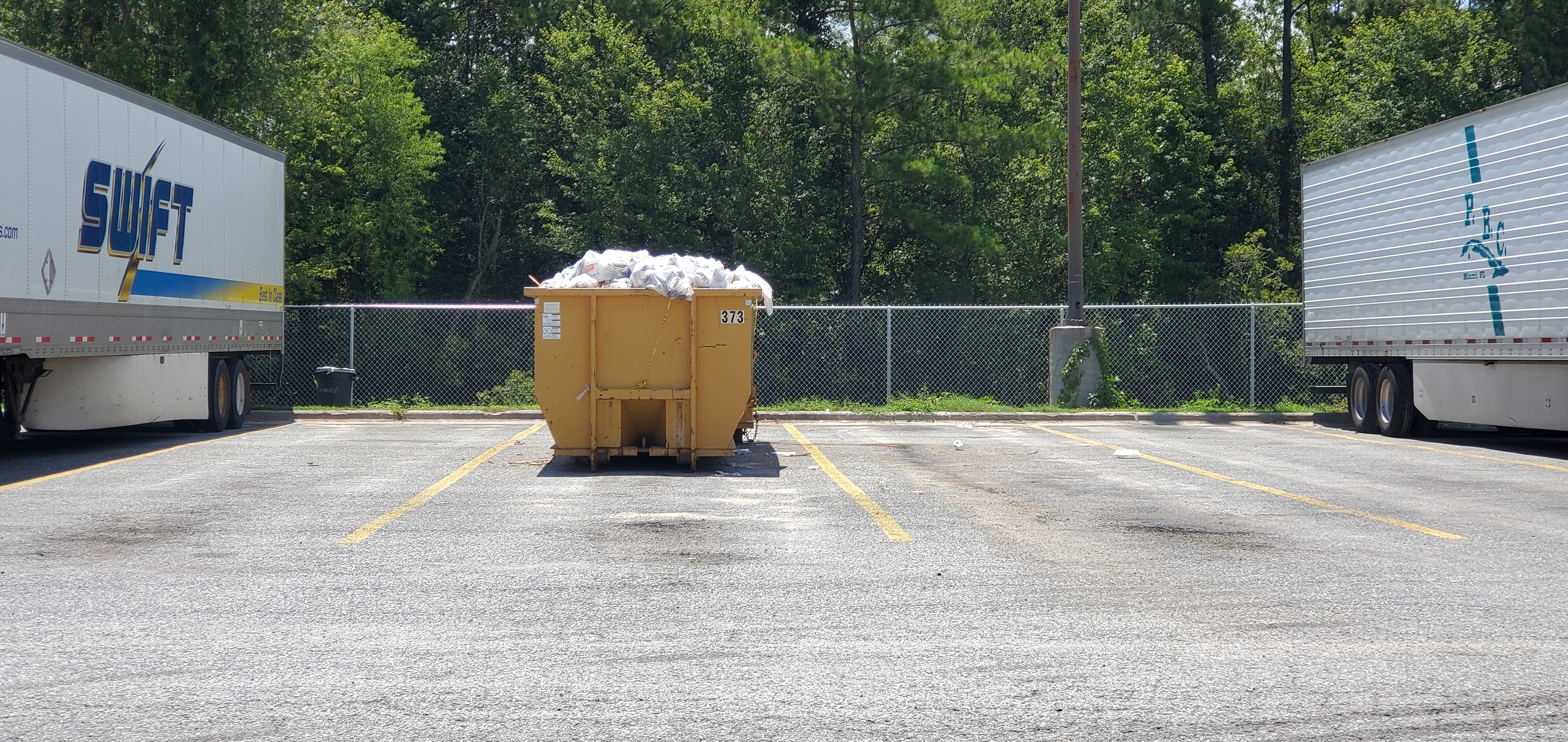 Another dumpster and trash can, 12:38:17, 30.6405070, -83.1892180