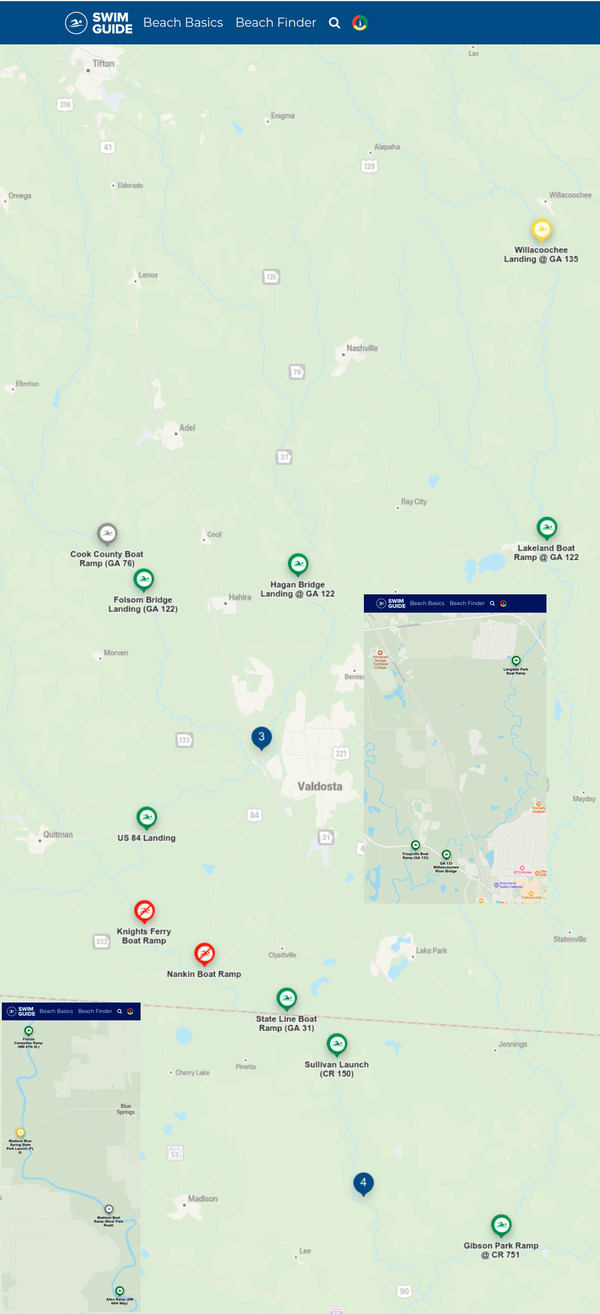 [Map: Bad Withlacoochee River, Swim Guide 2022-07-21]