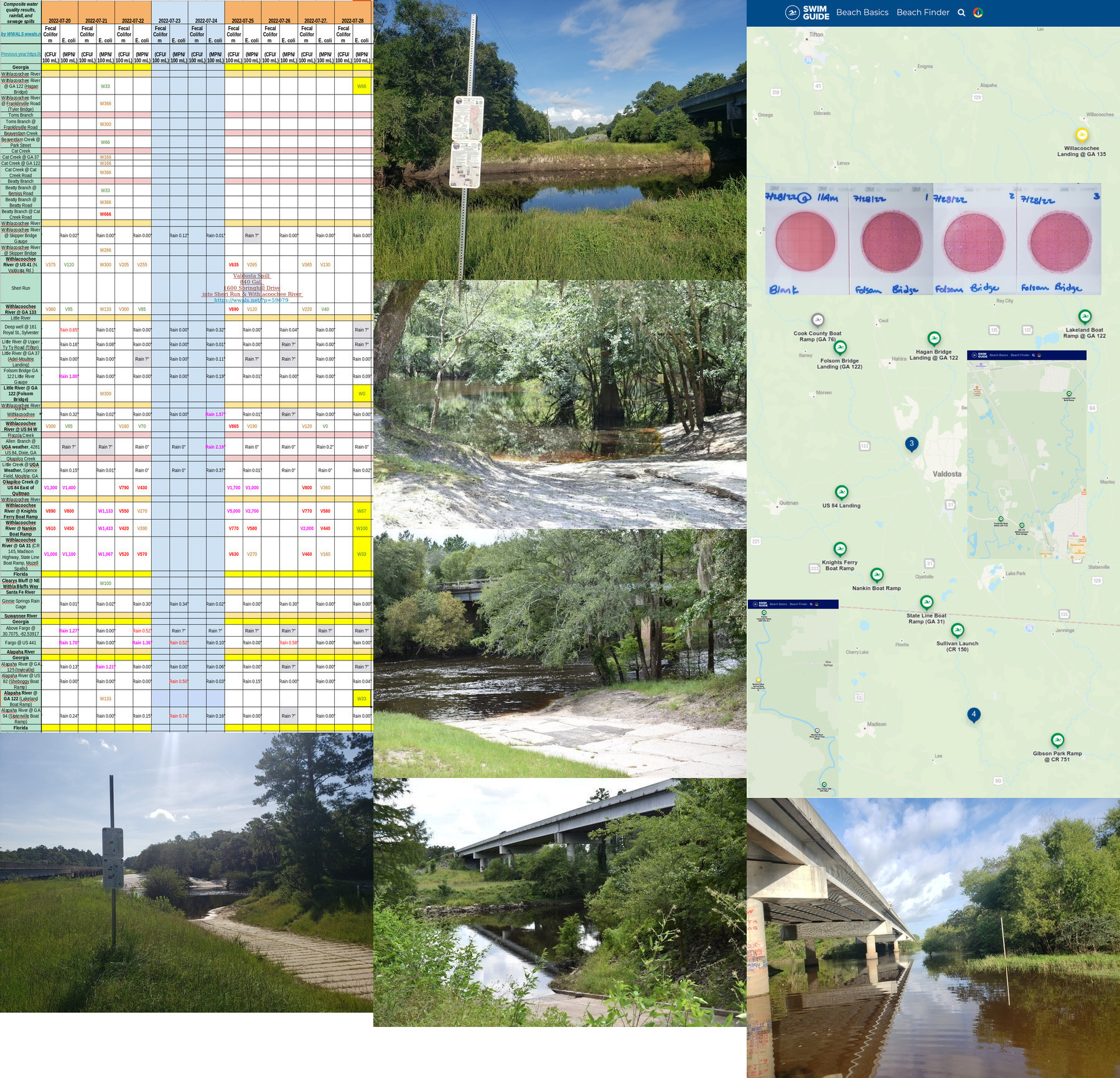 Chart, Rivers, Swim Guide 2022-07-28