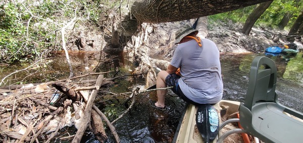 [Shawn sawing from the WWALS boat, 11:06:13, 30.8614087, -83.3234156]