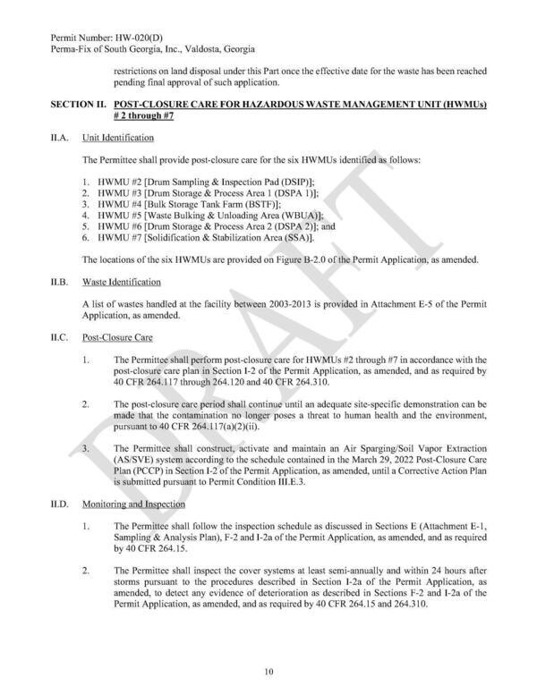 SECTION II. POST-CLOSURE CARE FOR HAZARDOUS WASTE MANAGEMENT UNIT (HWMUs)