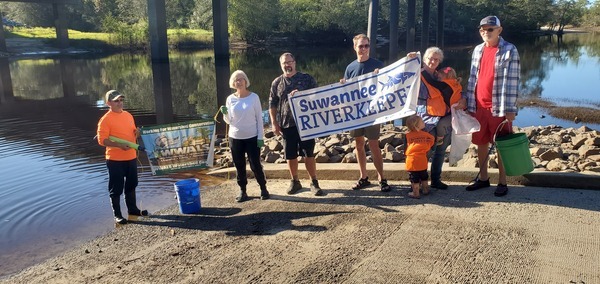 [WWALS and Suwannee Riverkeeper banners at Berrien Beach Boat Ramp]