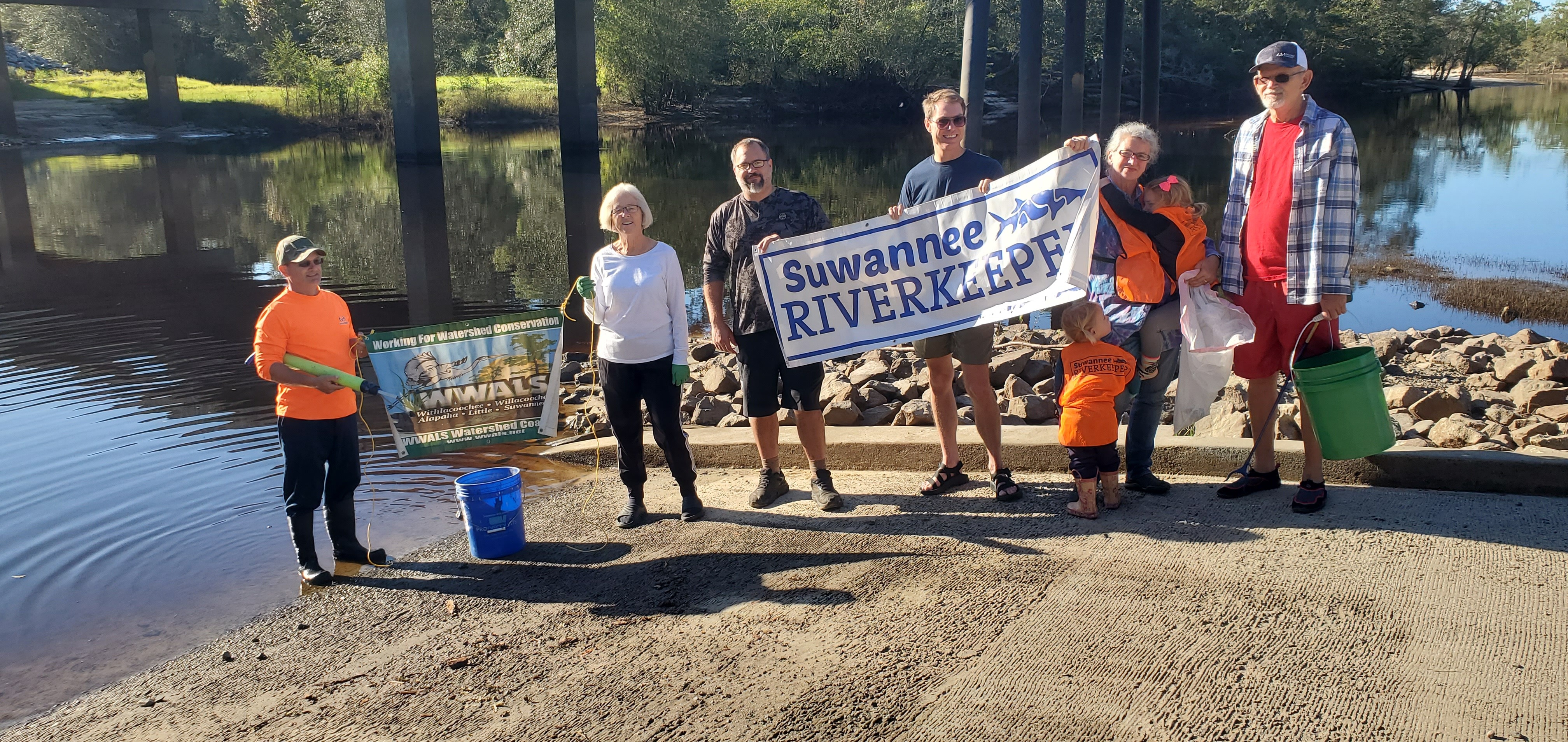 WWALS and Suwannee Riverkeeper banners at Berrien Beach Boat Ramp