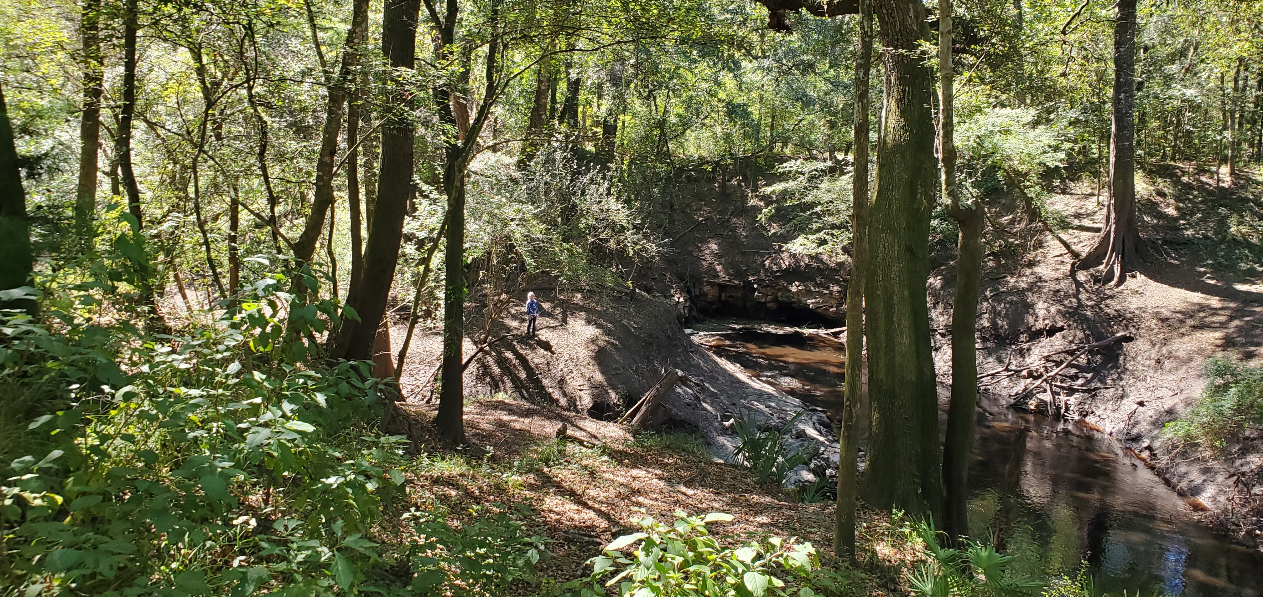 Gretchen at the Dead River Sink, 13:05:42, 30.5822277, -83.0509627