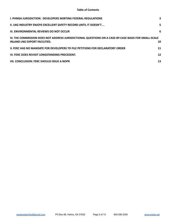 Page 2: Table of Contents