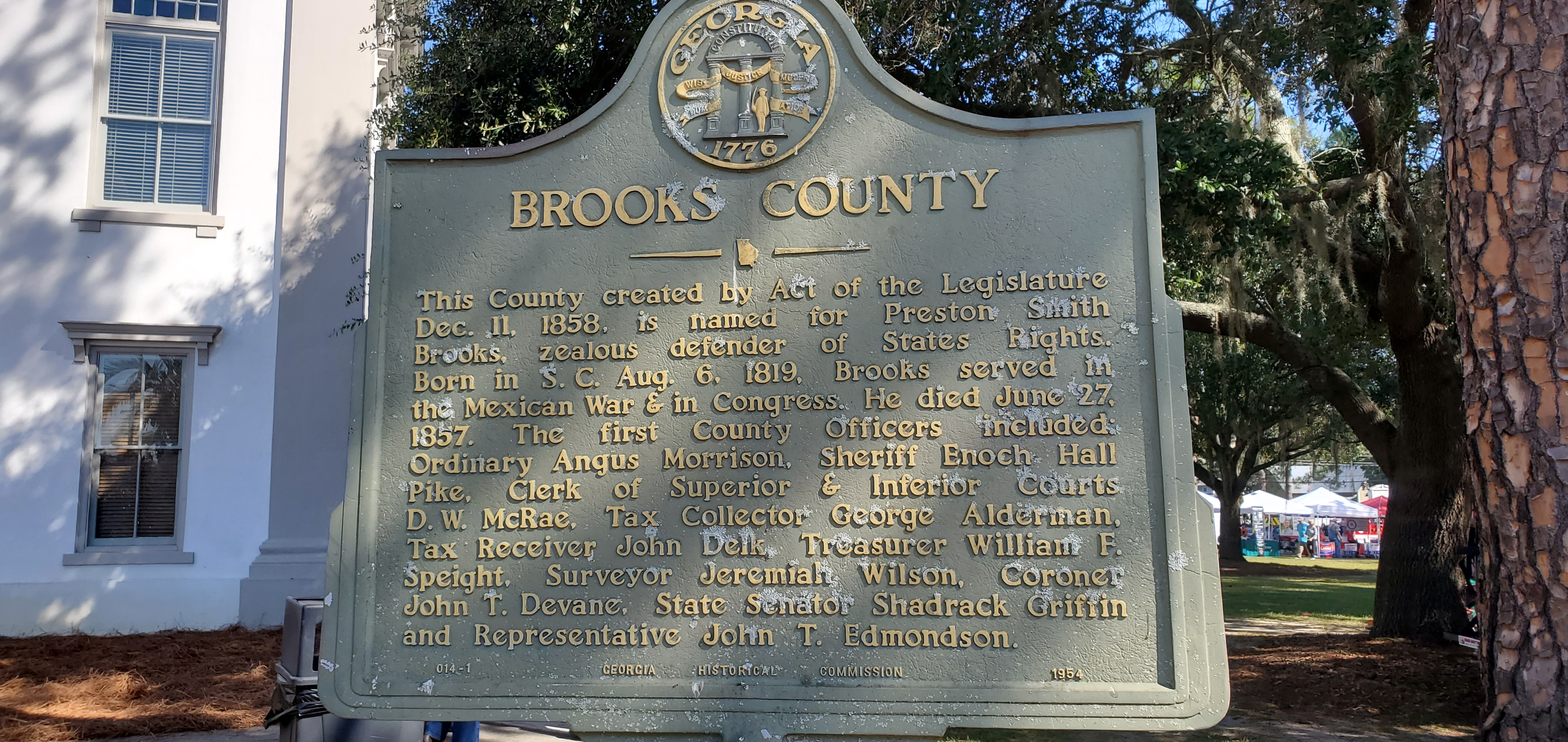 Brooks County Historical Marker, 11:27:08, 30.7850438, -83.5601338