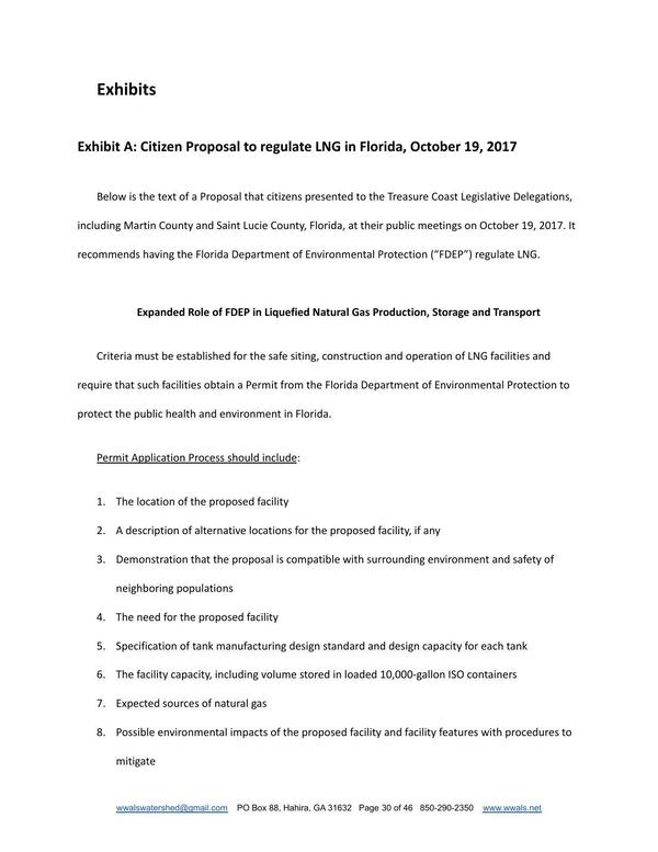 Exhibit A: Citizen Proposal to regulate LNG in Florida, October 19, 2017