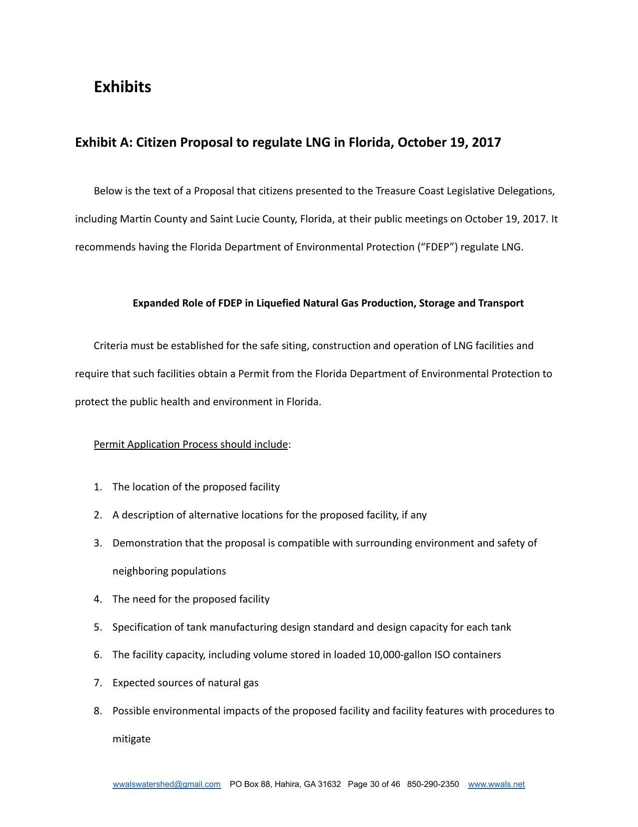 Exhibit A: Citizen Proposal to regulate LNG in Florida, October 19, 2017