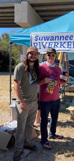 [First Prize winner Bird Chamberlain with sponsor Will Hart of State Line River Outfitters; Photo: Amy Myers]