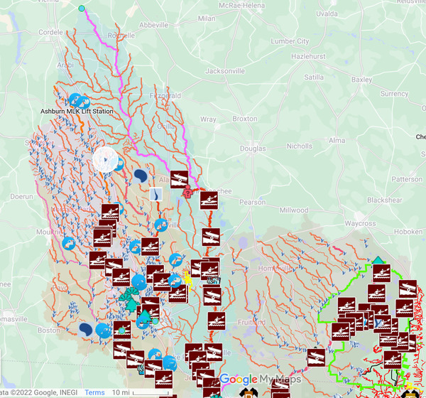 [Map: Agrirama in Suwannee River Basin]