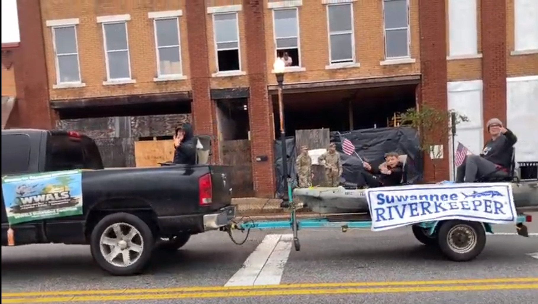 Raffle kayak in the parade --Gretchen Quarterman