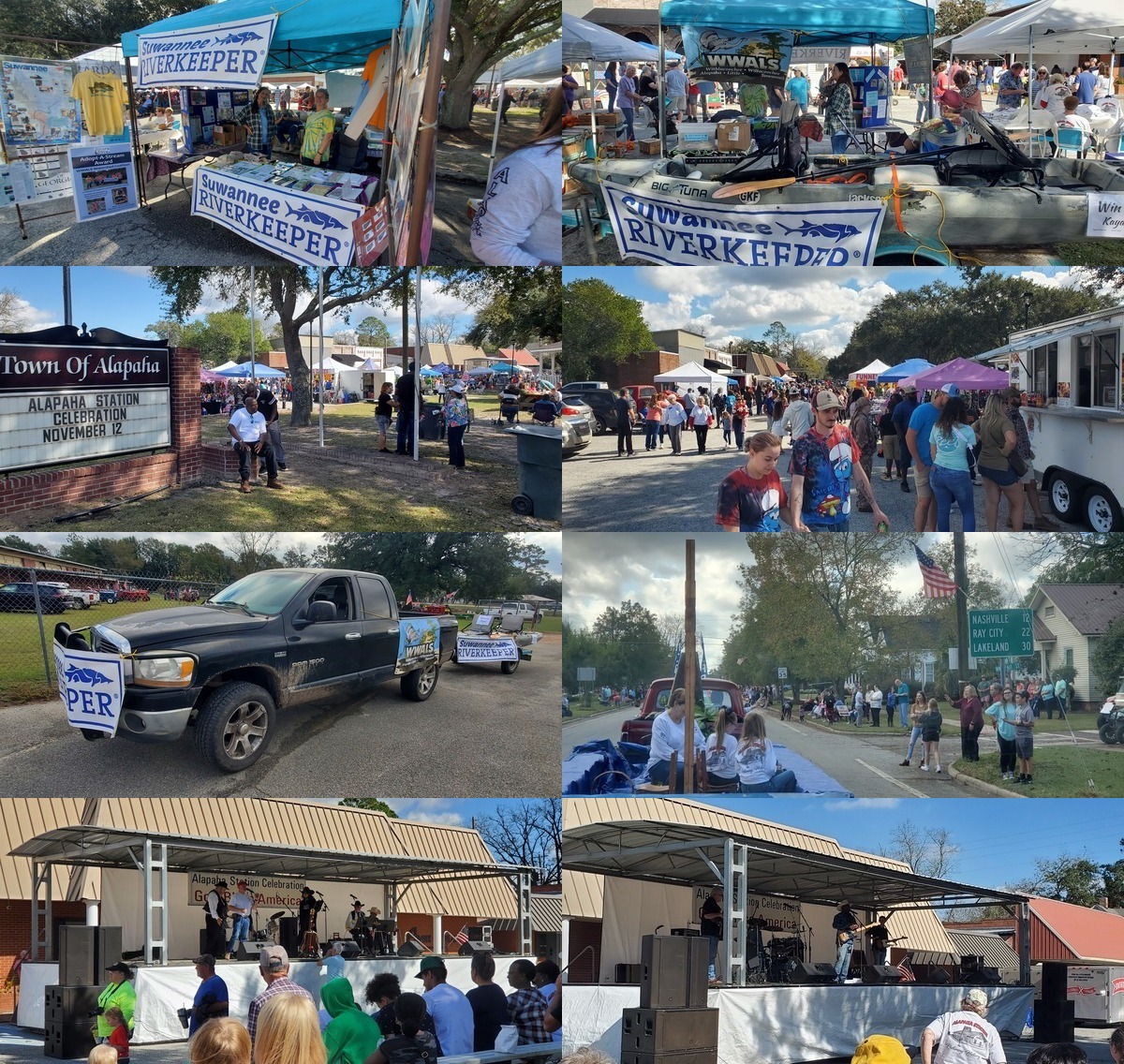 [WWALS booth and float, Town of Alapaha, raffle kayak, music @ Alapaha Station Celebration 2022-11-12]