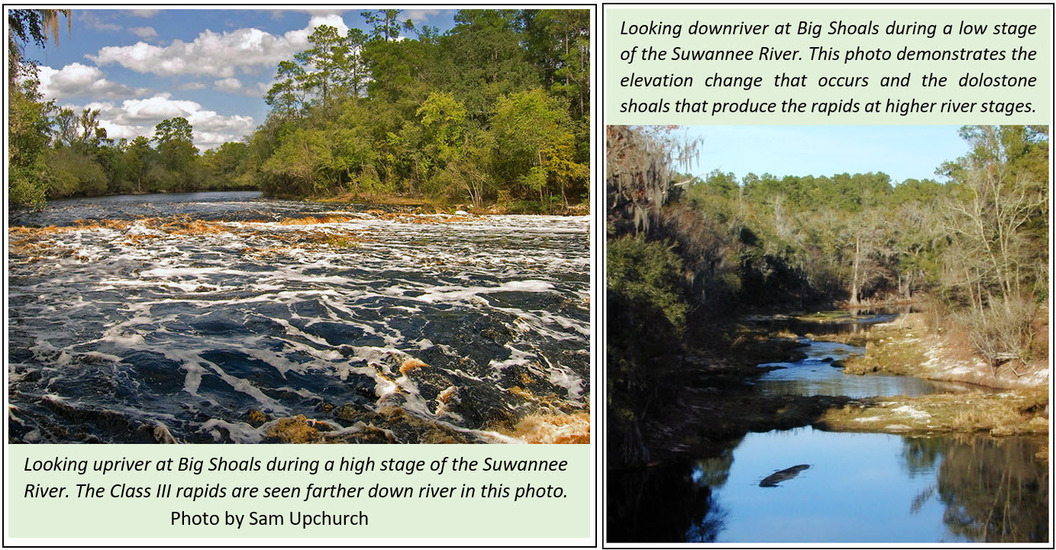 Upstream and Downstream, Big Shoals, Suwannee River, FGS