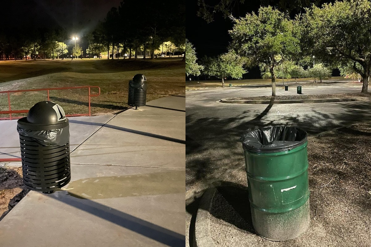 Trash cans at Freedom Park 2022-11-21