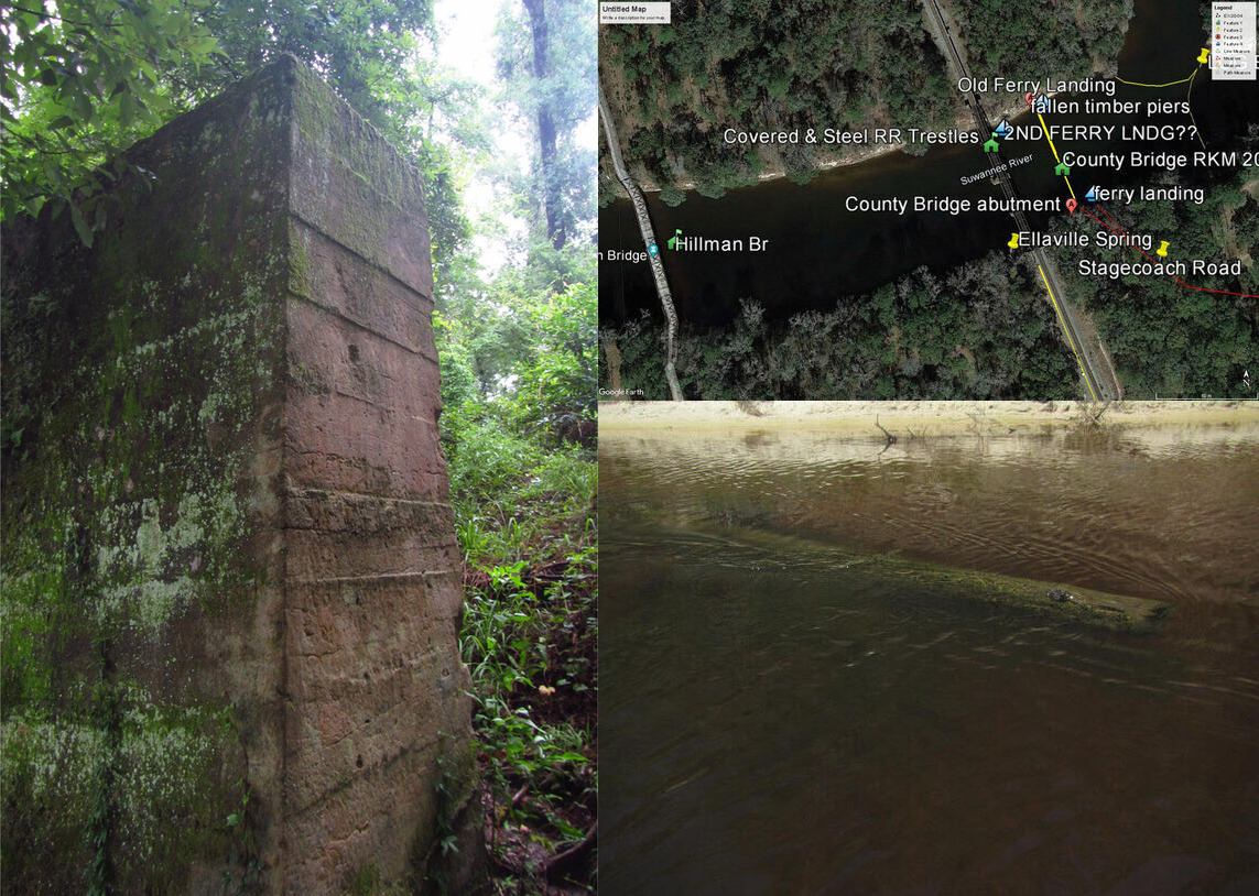 Abutment, Piling of Ellaville County Bridge, Suwannee River