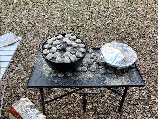 Dena Abbinante's potatoes and a pot full of roasted veggies