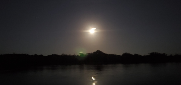 The moon with mars below and left