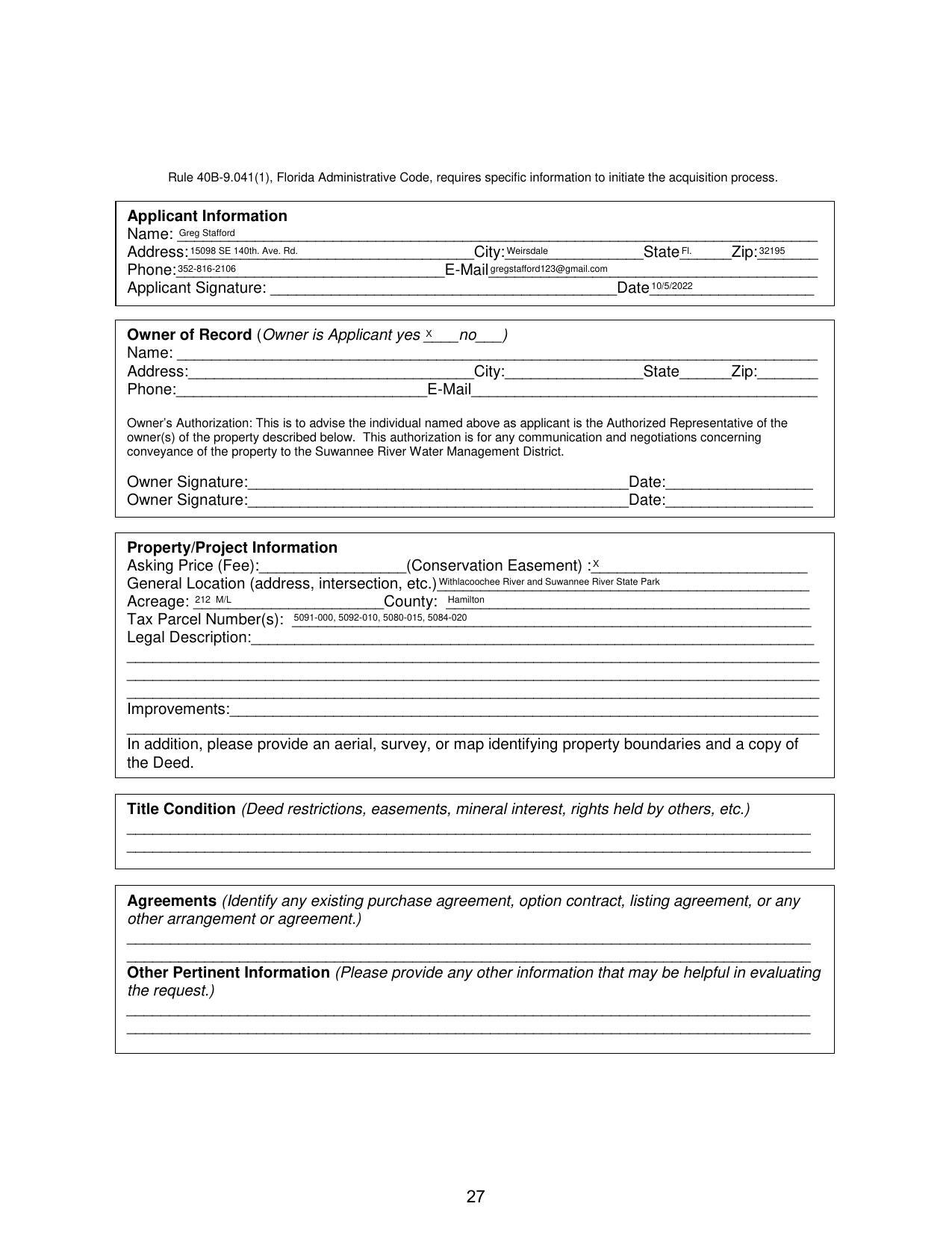 Application form