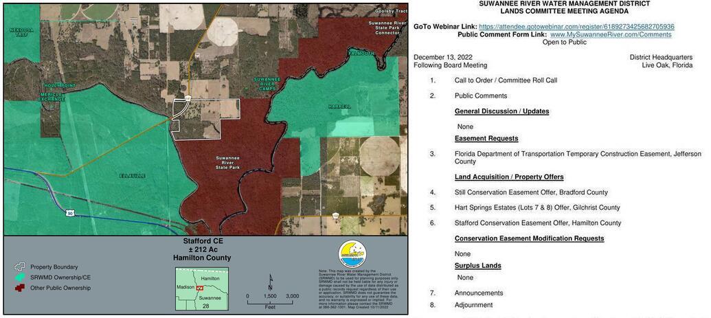 [Agenda and Stafford Tract, SRWMD Lands, 2022-12-13]