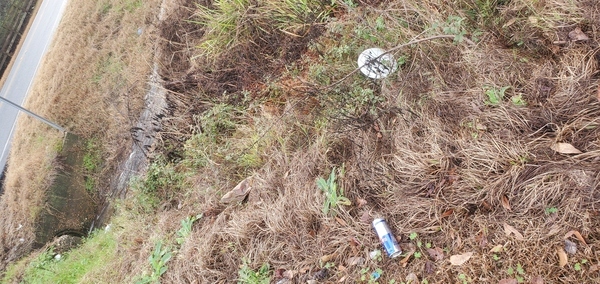 [Trash in ditch by rezoning site, 16:08:06, 31.0133630, -83.3077430]