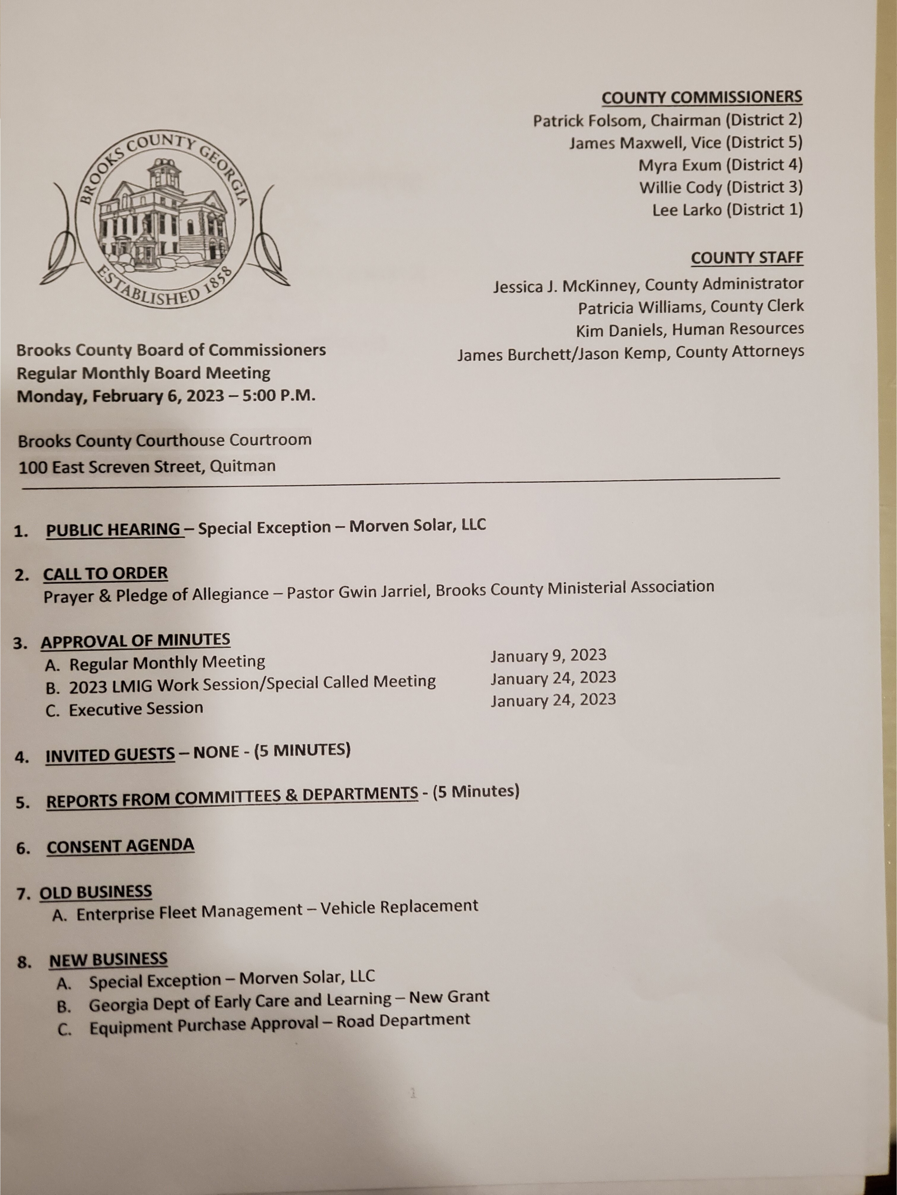 Agenda Page 1