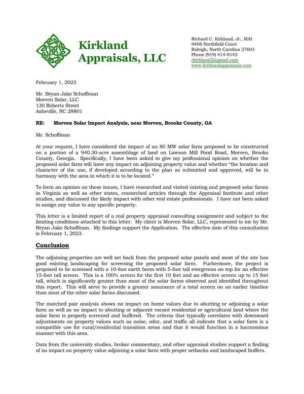[Morven Solar Impact Analysis, near Morven, Brooks County, GA]