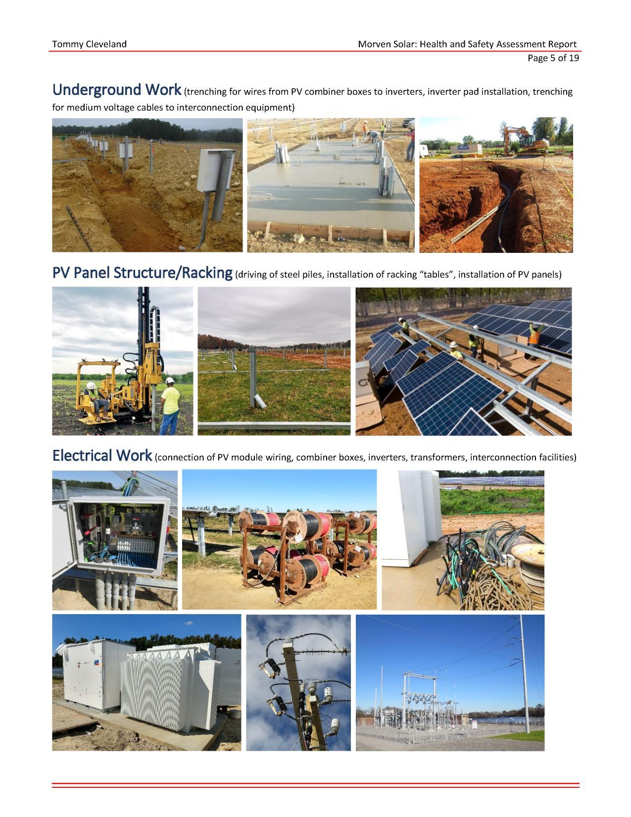 Pictures: Underground WOrk, PV Panel Structure, Electrical Work