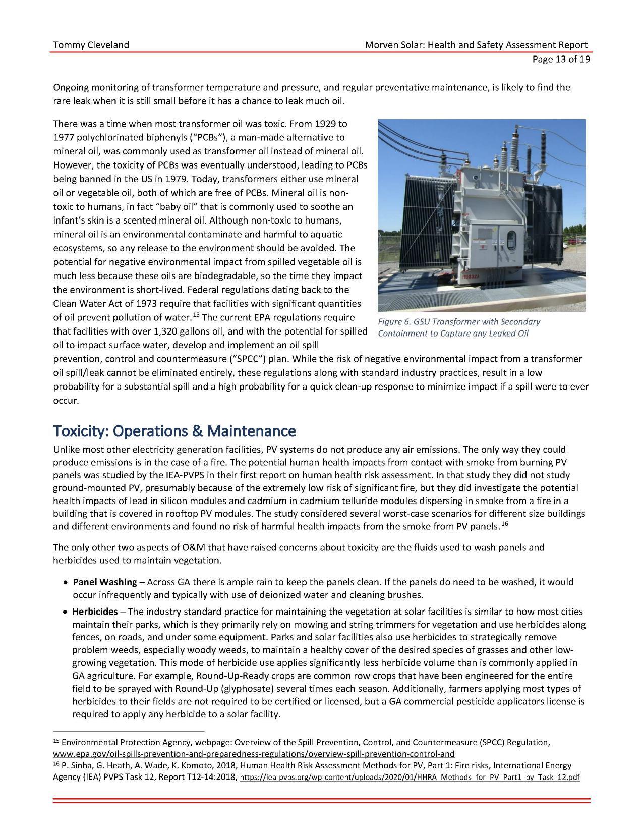 Figure 6. GSU Transformer with Secondary Containment to Capture any Leaked Oil