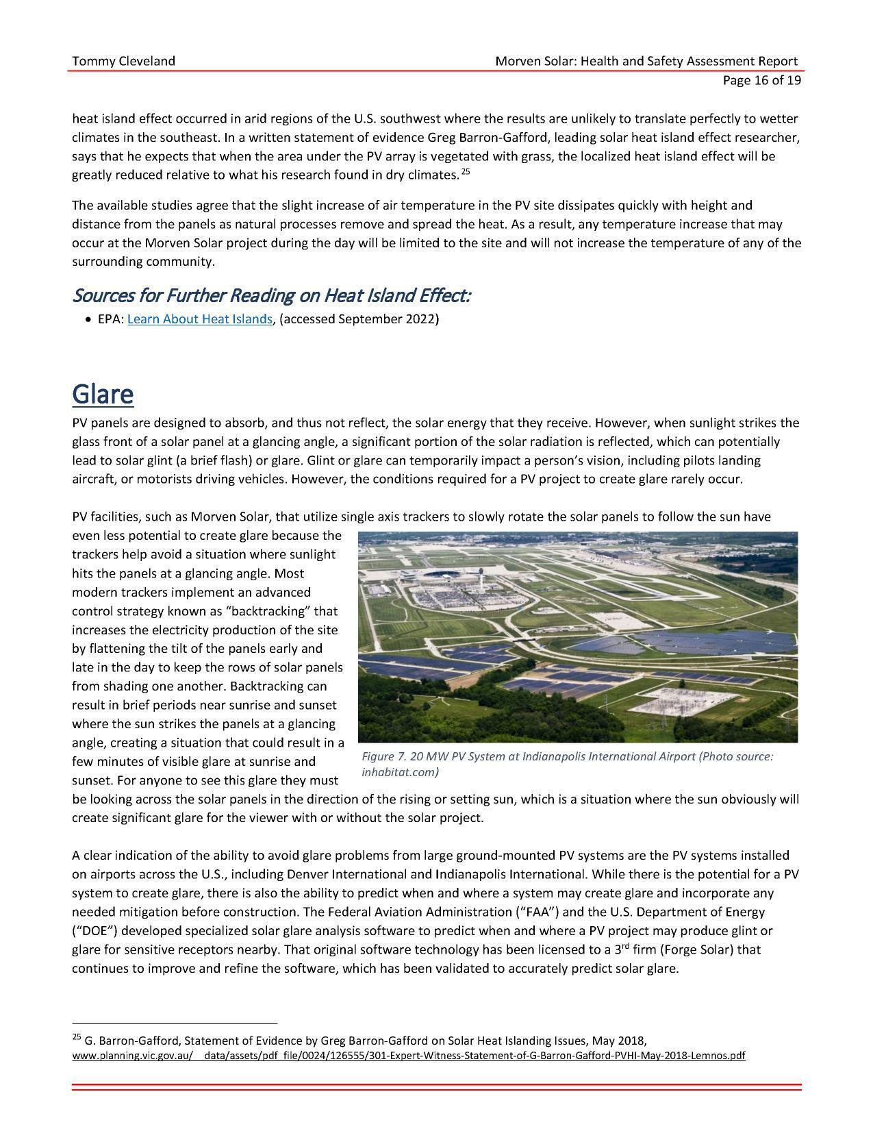 Glare; Figure 7. 20 MW PV System at Indianapolis International Airport (Photo source: