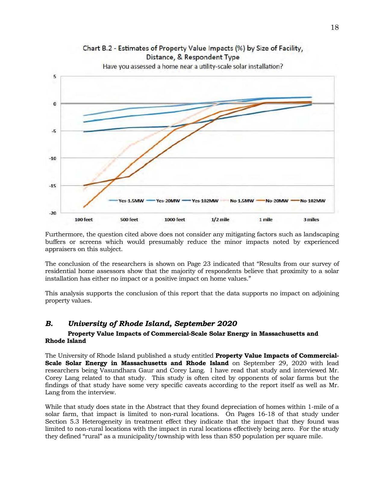 Chart B.2 - Estimates of Property Value Impacts (%) by Size of Facility, Distance, & Respondent Type