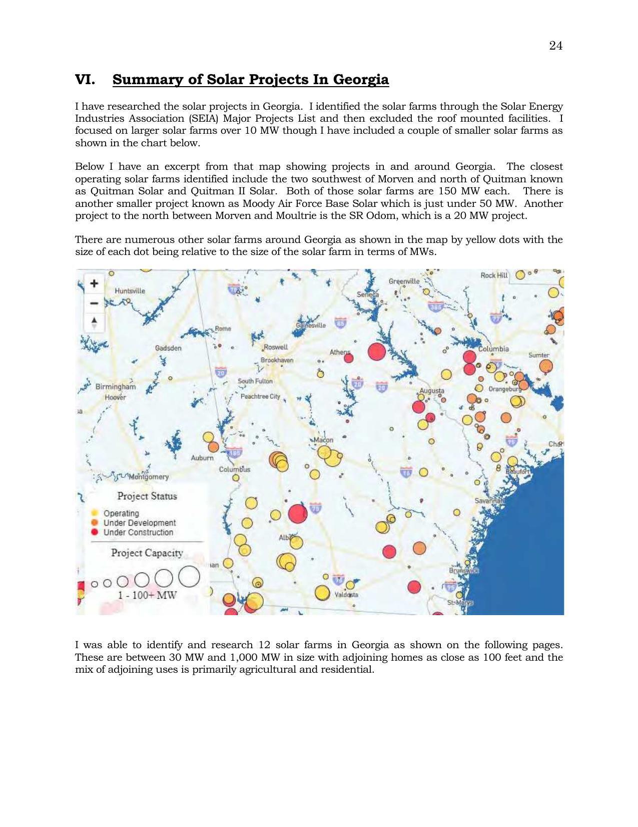 Map: VI. Summary of Solar Projects In Georgia