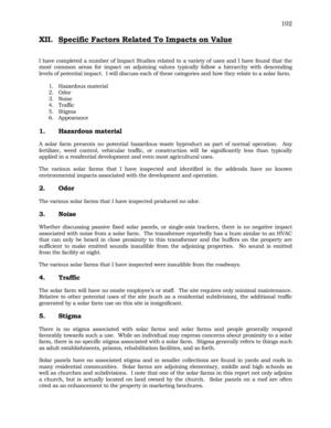 [XII. Specific Factors Related To Impacts on Value]