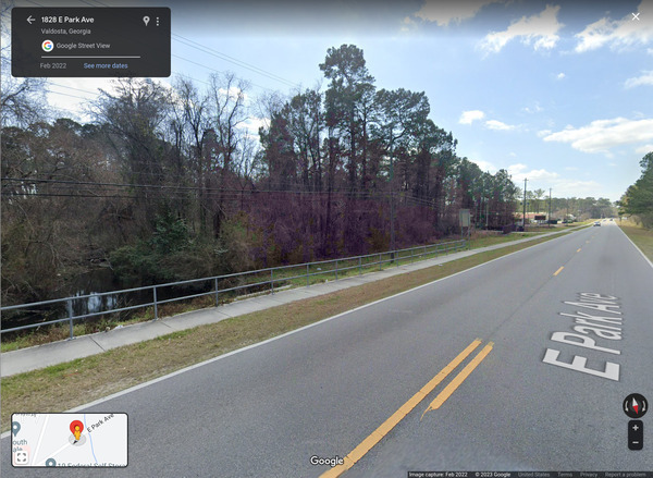 [E. Park Ave. Knights Ferry Bridge, downstream, Google Streetview]