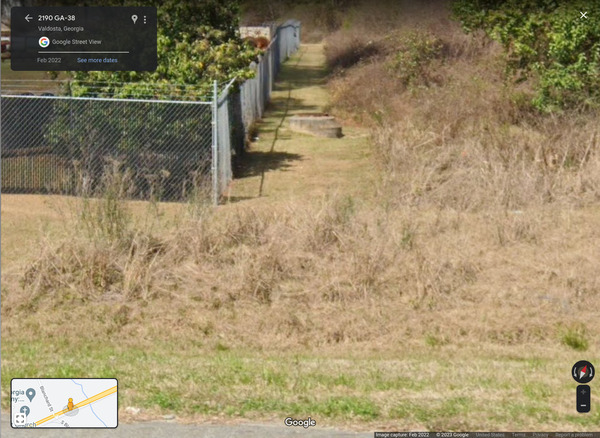 [Valdosta sewer main, north from US 84 @ Knights Creek, Google Streetview]