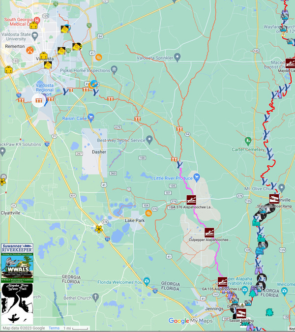 [Map: Mud Swamp Creek to Alapaha River in ARWT]