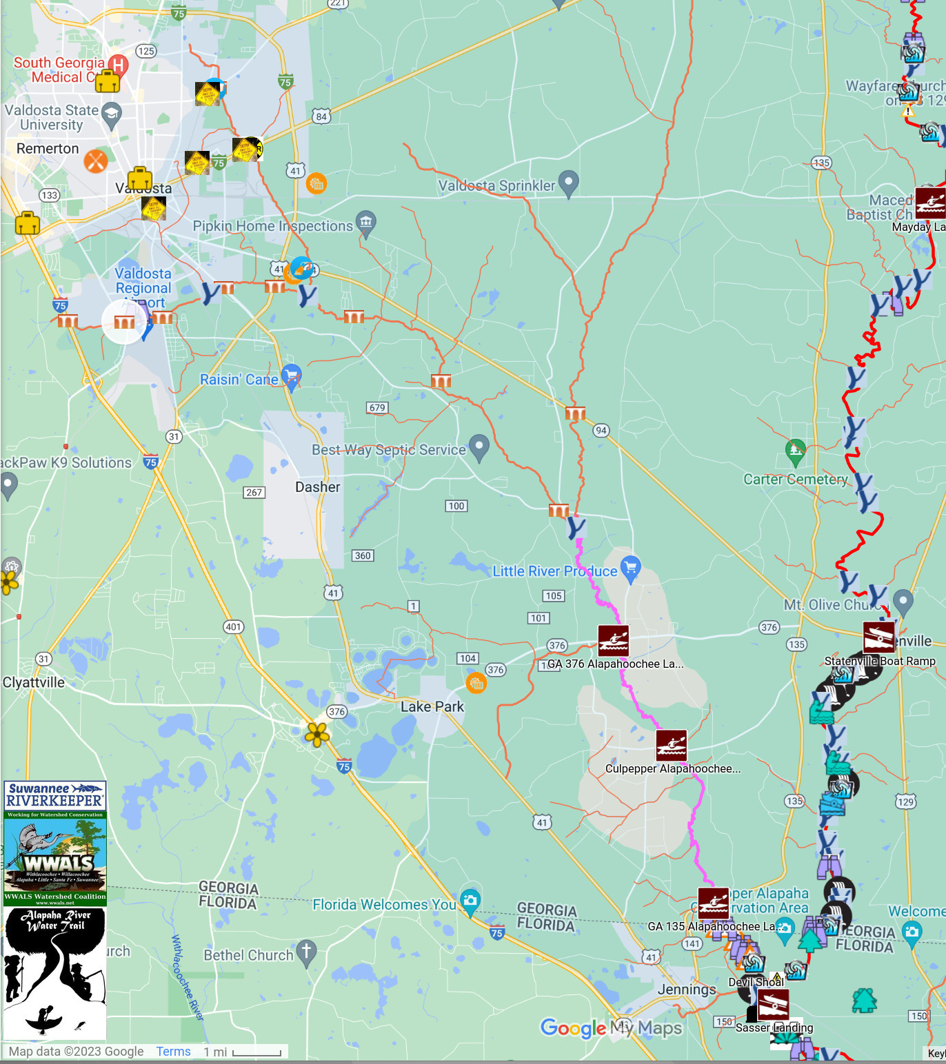 Map: Mud Swamp Creek to Alapaha River in ARWT