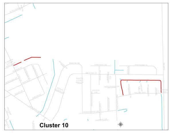 [Cluster 10: Canal 10a Dukes Bay Canal, 400 S. Fry St.; Canal 10b Unnamed tributary, 1330 Willow Way]