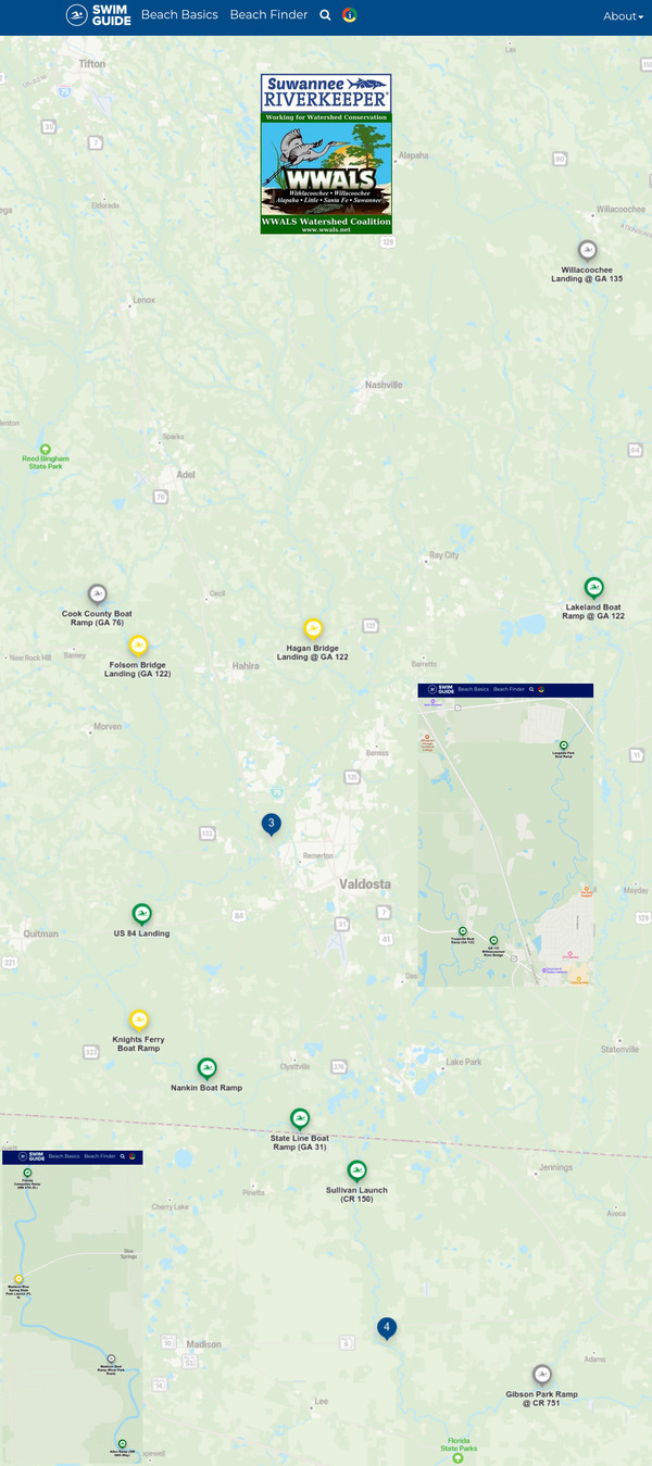 [Map: Clean Withlacoochee River, Swim Guide 2023-03-02]