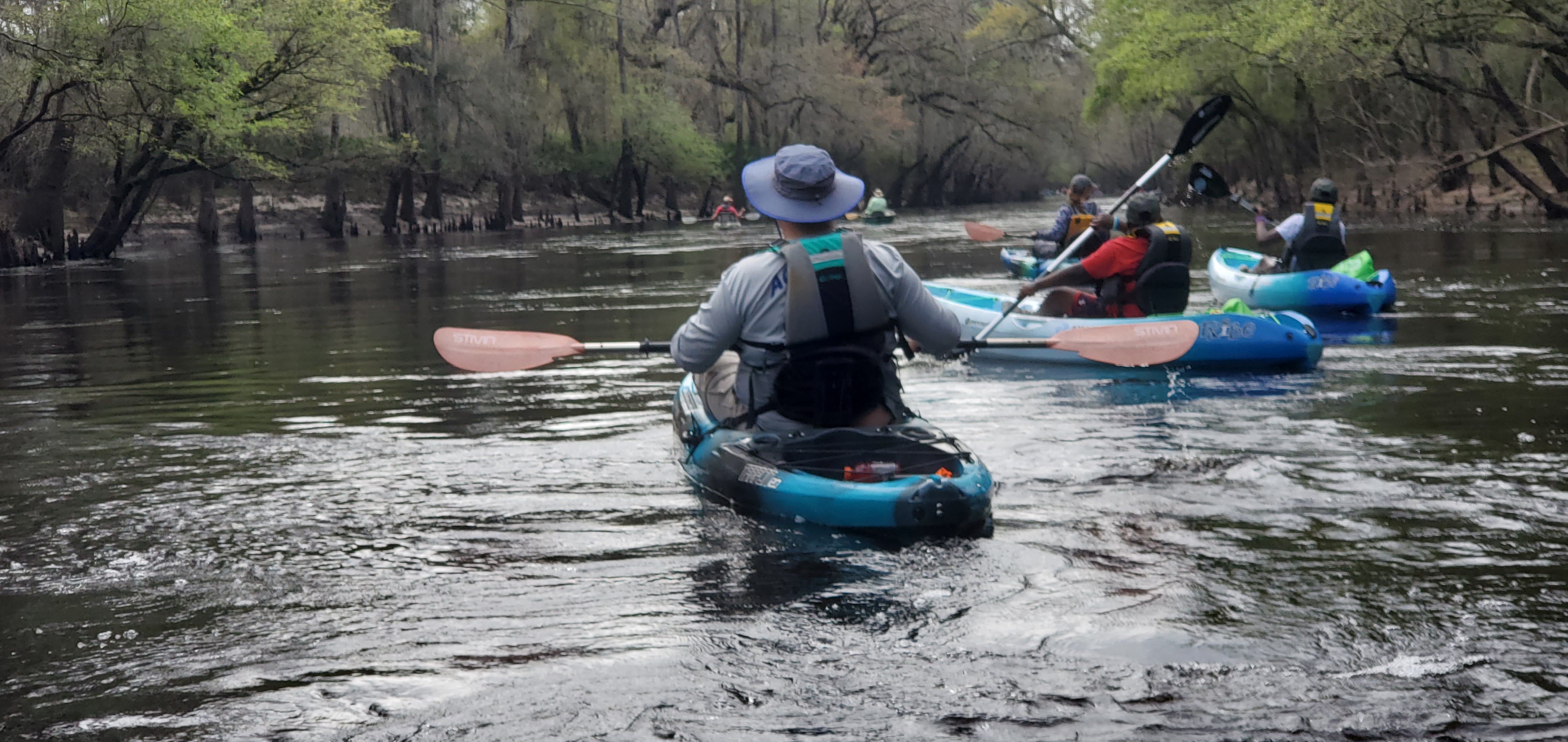 Happy paddlers, 10:29:38, 30.8497396, -83.3333480