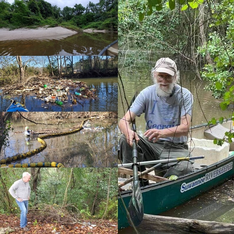 Sugar Creek Beach, trash, WaterGoat trash trap, Valdosta Mayor Scott James Matheson, Suwannee Riverkeeper