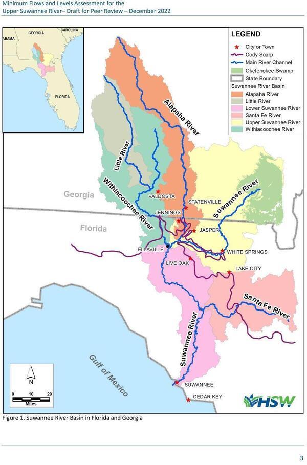 [Map: Suwannee River Basin in Florida and Georgia --SRWMD]