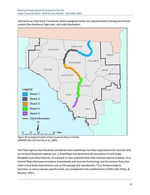 [Figure 38. Ecological reaches of the Suwannee River in Florida [SRWMD data and Hornsby et al., 2000]]