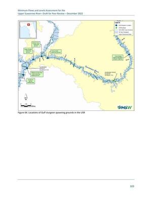 [Figure 64. Locations of Gulf sturgeon spawning grounds in the USR]