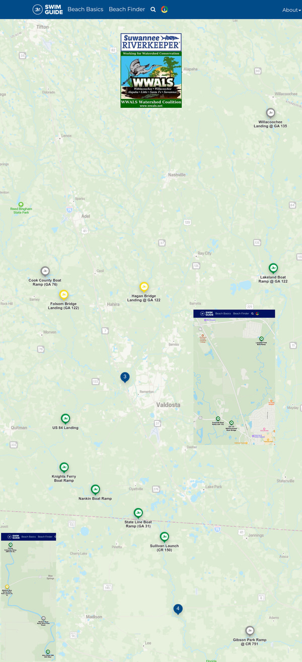 [Map: Clean Withlacoochee River, Swim Guide 2023-03-22]