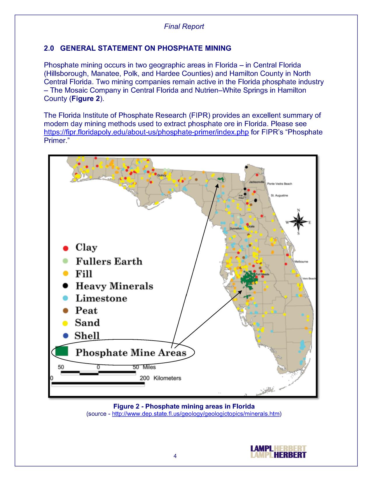 2.0 GENERAL STATEMENT ON PHOSPHATE MINING w. Map of Phosphate Mine Areas