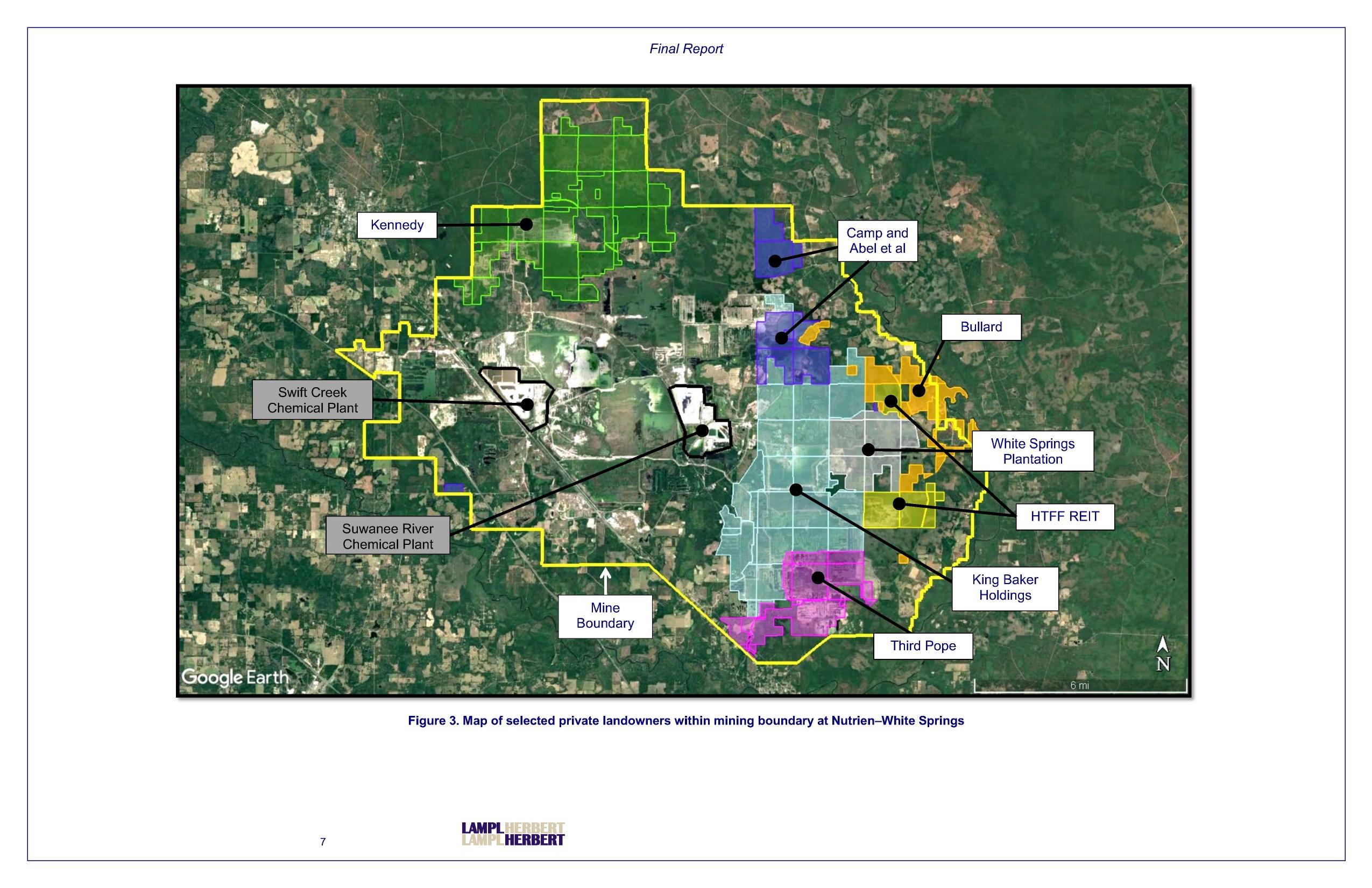 Figure 3. Map of selected private landowners within mining boundary at Nutrien—-White Springs